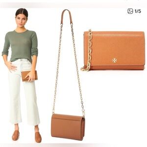 Tory Burch Brown Crossbody Bag with Gold Chain